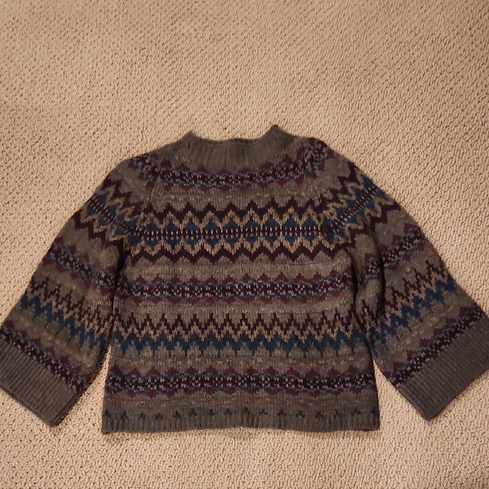 Ralph Lauren Women's Sweater - Brown and Purple Fair Isle